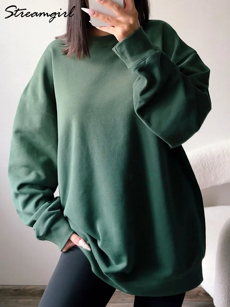 Oversize Gradient Sweatshirts Women Cotton Autumn Green Casual Pullovers O Neck Couples Sweatshirts For Women Streetwear 2024