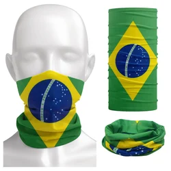 Bandana con estampado de bandera de Brasil para ciclismo, bufanda de pesca Anti-UV, polaina de cuello Unisex, cubierta facial sin costuras, pasamontañas para senderismo