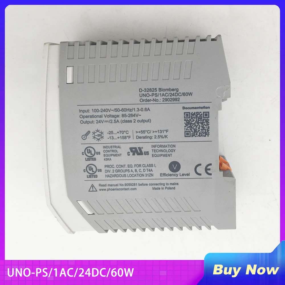 

UNO-PS/1AC/24DC/60W For Phoenix Power Supply 2902992 24V 60W