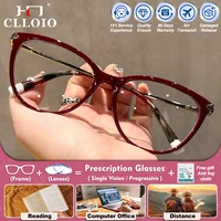 CLLOIO Retro estilo navideño señora ojo de gato gafas marco Anti luz azul miopía fotocromática gafas de lectura graduadas ópticas