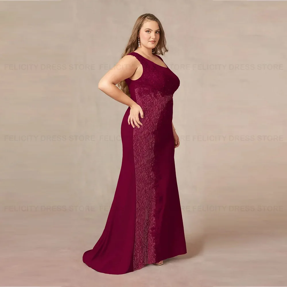 Elegante Plus Size Moeder Van De Bruid Jurken 2023 Zeemeermin Mouwloze Bruiloft Feest Gast Jurk Kant Appliques Vestidos De Gala