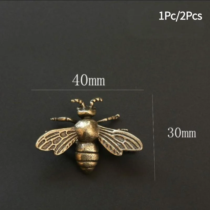 1Pc/2Pcs Vintage Brass Mini Bee Collectible Figurines - Handmade Antique Desk Decorations - Ideal Gift For Home Office Collector