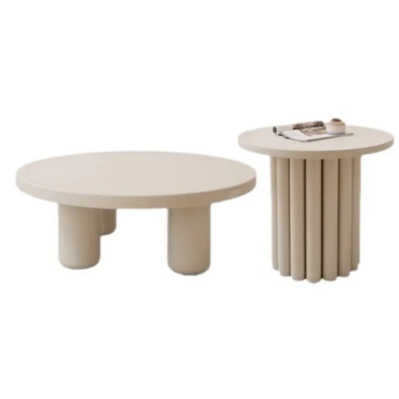 

Cream style light luxury round coffee table, homestay small apartment household tea table, modern simple living room coffee