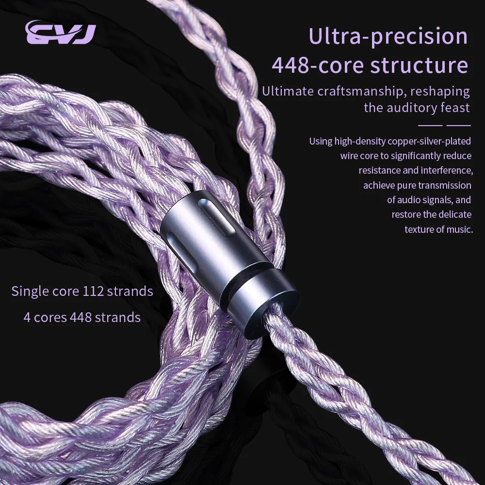 CVJ Flora ชุบเงินแบบมีสายหูฟังอัพเกรดสาย 3.5 มม.+ 4.4 มม.ปลั๊ก Balanced High-Fidelity Audio สําหรับ FiiO