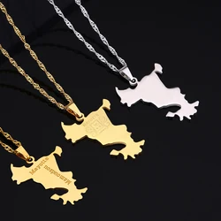 Fashion French Mayotte Island Map Pendant Necklace Stainless Steel Men Women Ethnic Maps Jewelry Gift