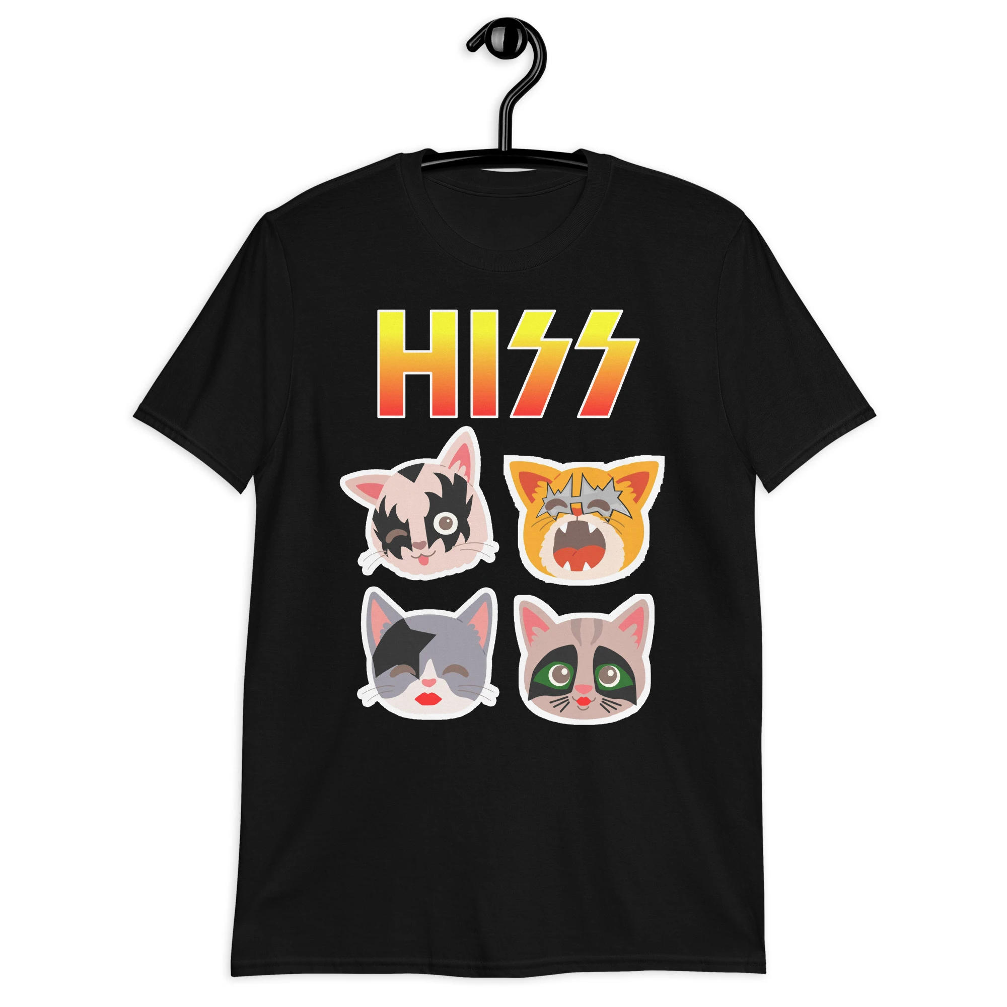 Hiss Cat Funny Kiss Band Parody Glam Rock Music Face Graphic Tee Cotton Mens Womens T-Shirt Summer Streetwear