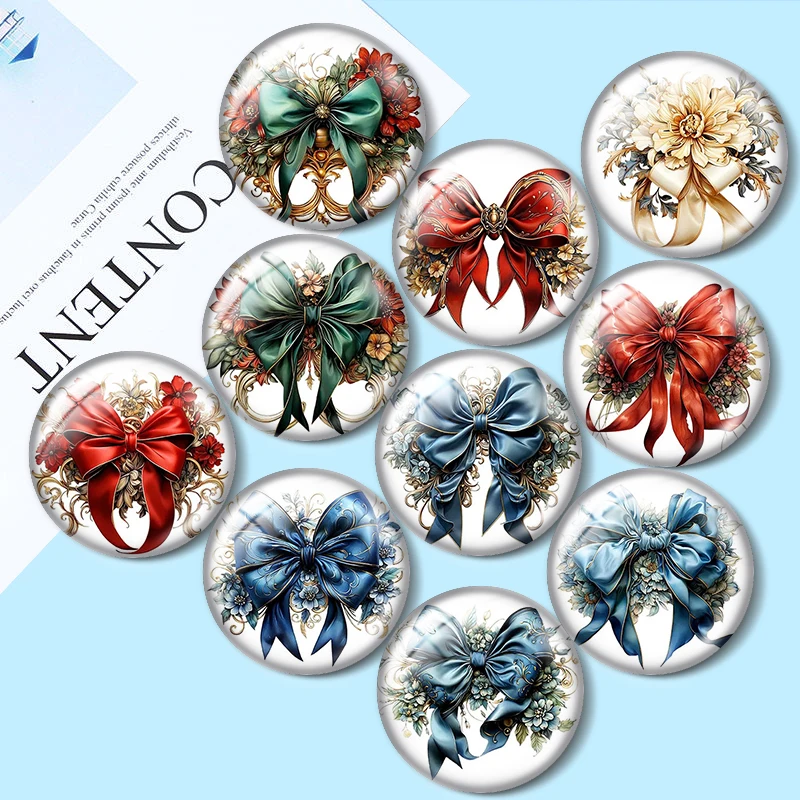 

Floral Bows 12/18/20/25mm glass cabochon bracelet pendant rings for jewelry demo earrings back Making findings