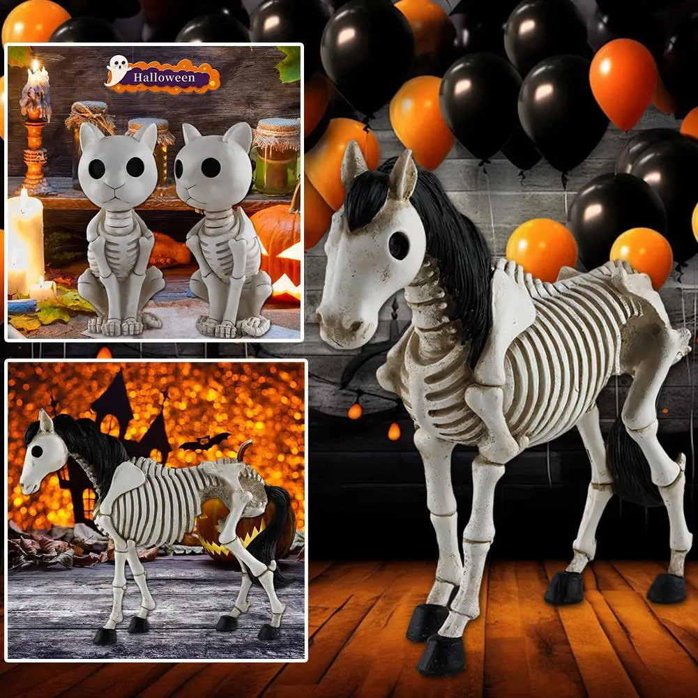 Halloween Animal Skeleton Bones Horror Horse Ornaments Creepy Decoration Props Party For Kids Gifts Decorations J2l1