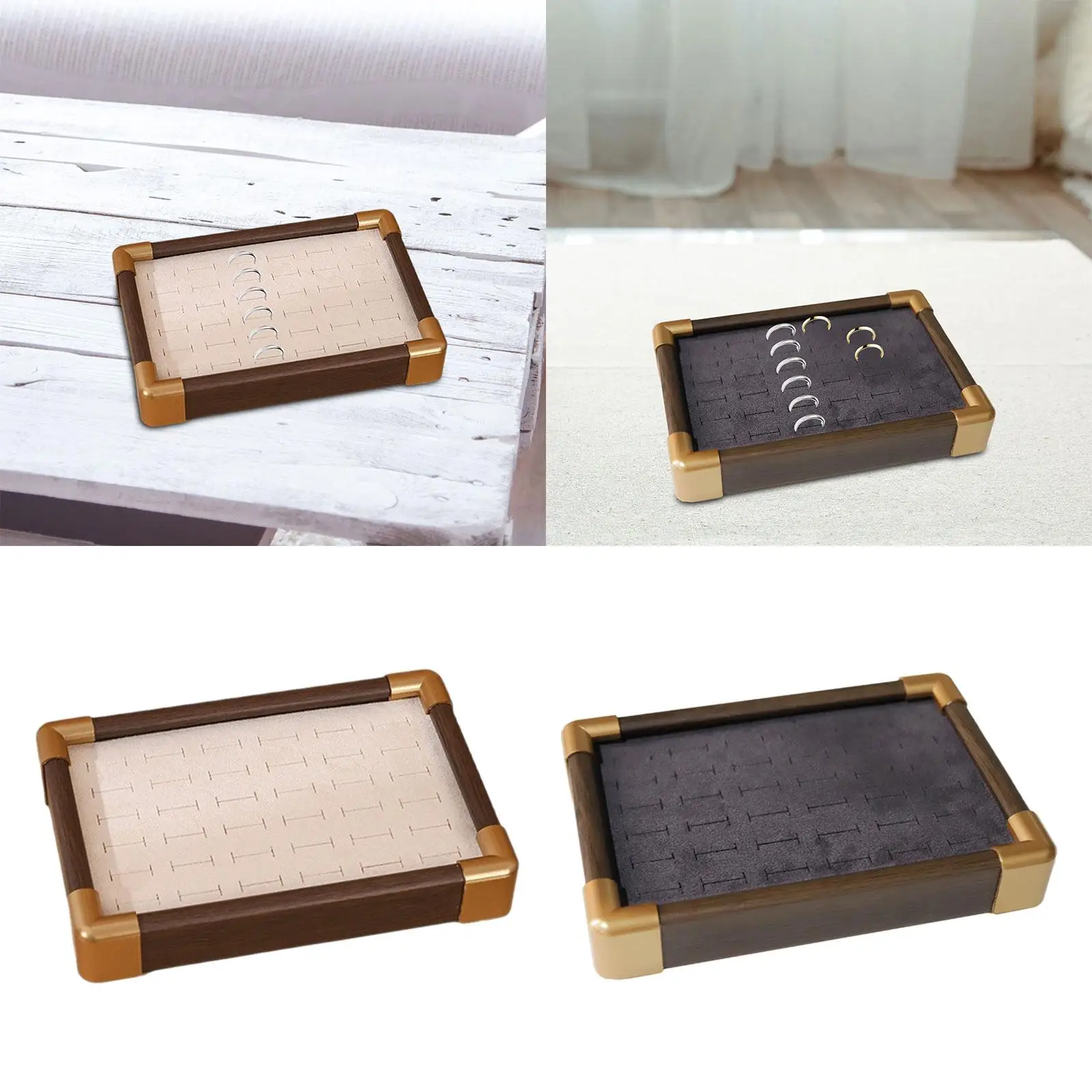 

Бархатный держатель для колец, штабелируемый органайзер для ювелирных изделий премиум-класса с 36 слотами, лоток для хранения колец, лоток для сережек для девочек, женщин, домашнее шоу