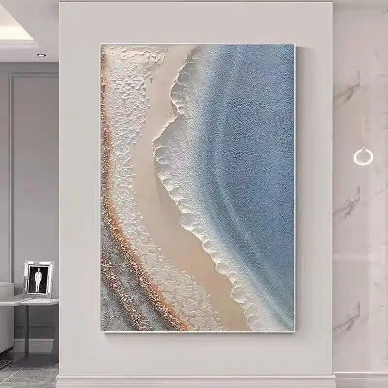 Pintura al óleo abstracta con textura blanca pura, cuadro de pared moderno, Simple y elegante para restaurante, pieza de decoración del hogar sin marco
