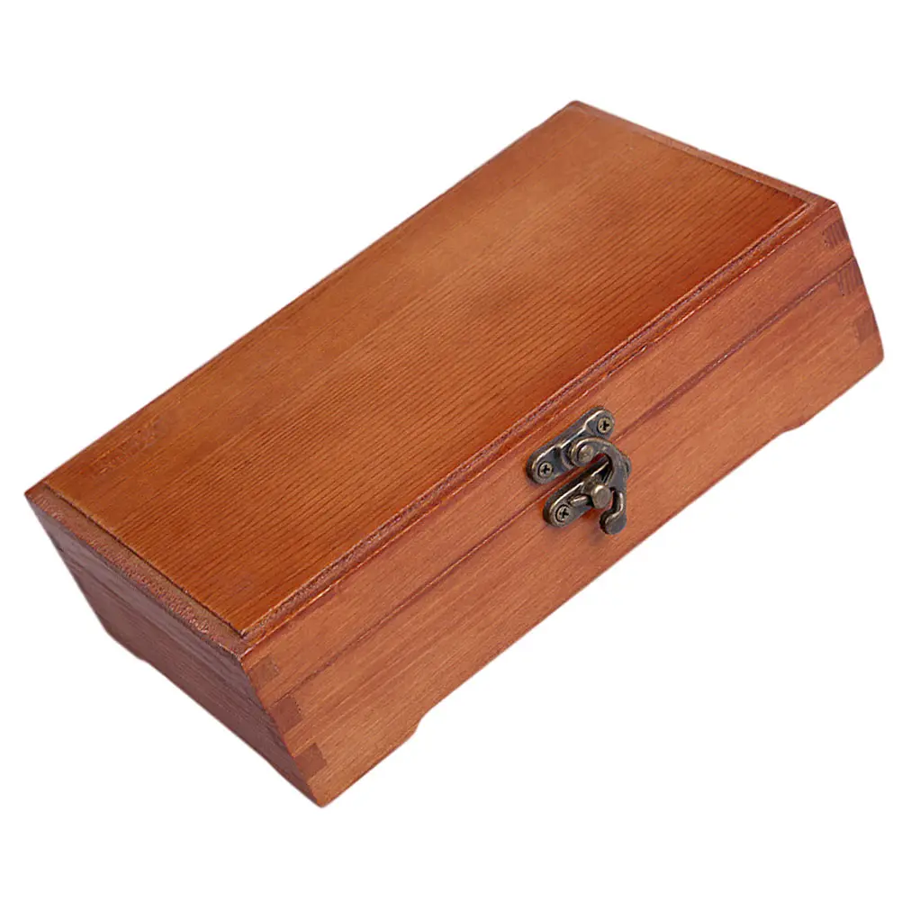 

1pc Solid Wood Stationery Box Durable Oblong Design Storage Organizer Compact Size Pencil Holder Desk Student Supplies