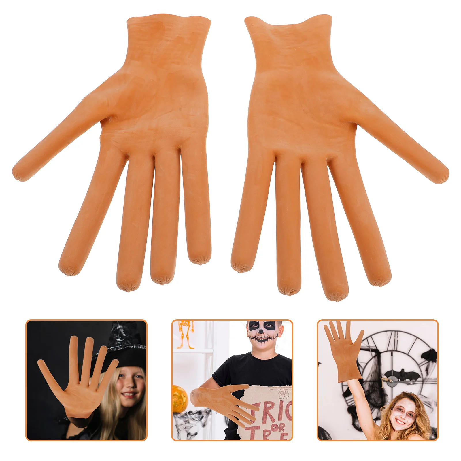 Clothing Halloween Hot Dog Mittens Costume Props Man Black Gloves Emulsion Dress up Accessory