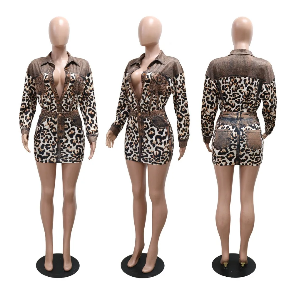 Robes léopard élégantes pour femmes, simple boutonnage, col rabattu, mode dames, soirée, boîte de nuit, vêtements d'anniversaire