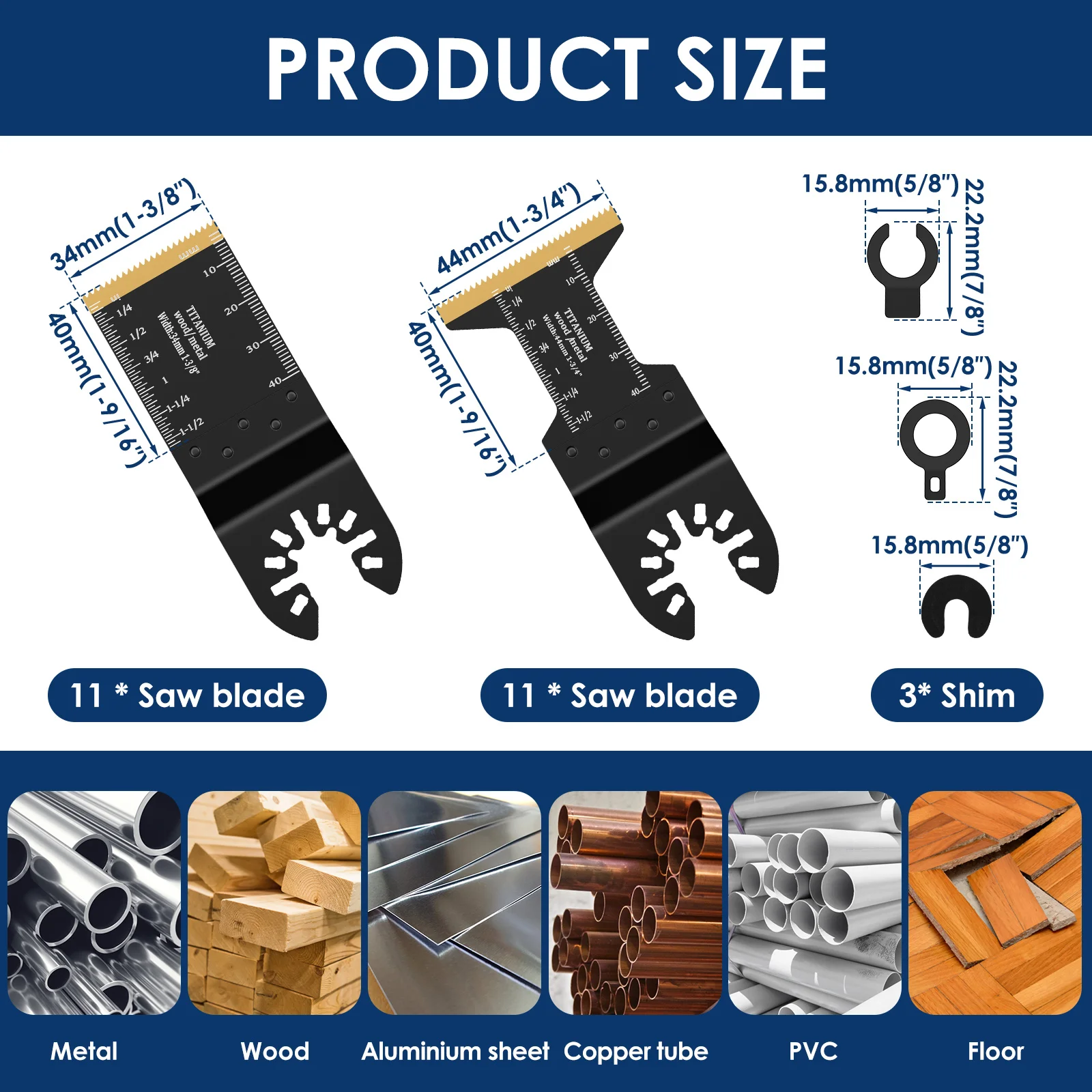 Titanium  Oscillating Saw Blades Carbide Tooth Multitool Blades Cutting Metal,Steel Nails,Screws, Multi Tool Saw Blade Cutting