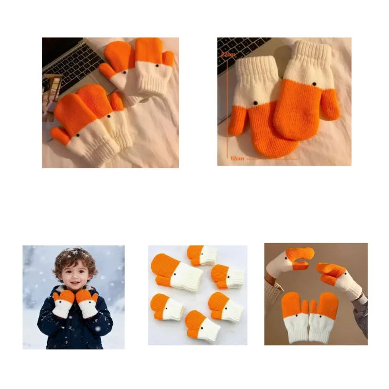 

Перчатки в форме гуся на толстой флисовой подкладке, морозостойкие перчатки с пальцами и теплая флисовая подкладка. Веселые детские перчатки для холодной погоды.