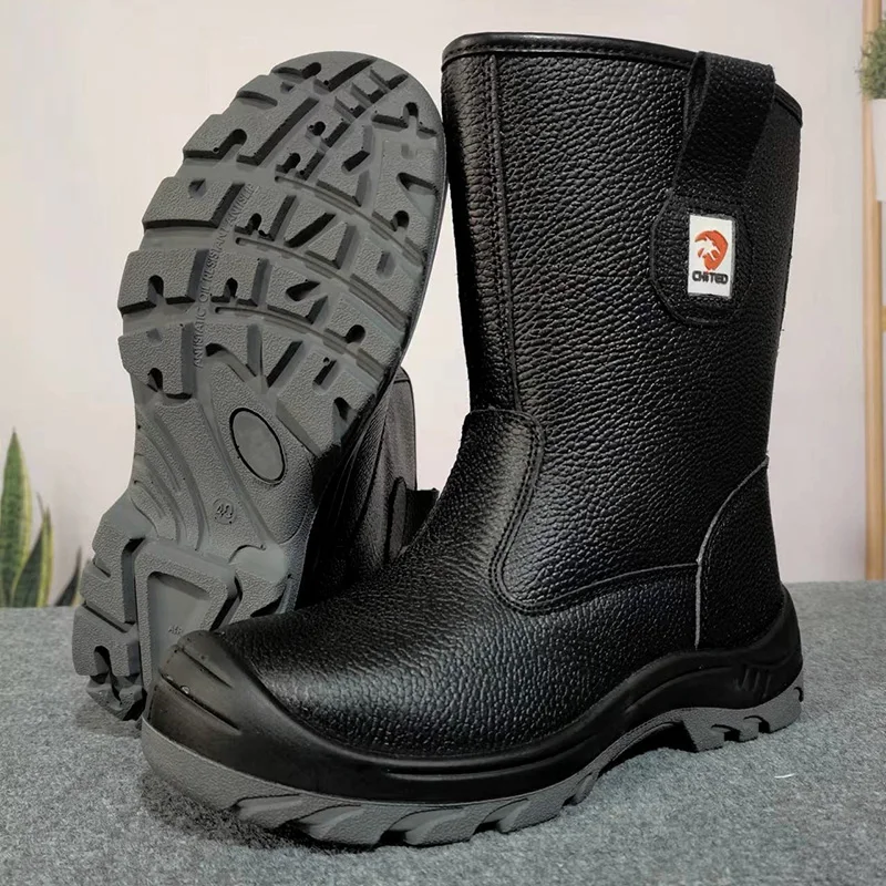 mens casual high steel toe caps safety boots soft leather working shoes worker tooling security boot long safe botas footwear