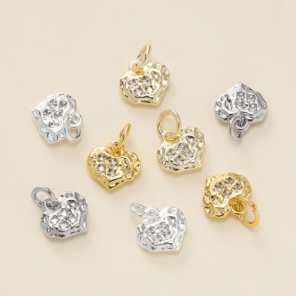 

2 шт./лот 14/18 К позолоченные подвески в форме сердца с цирконом для DIY женские серьги ожерелье аксессуары для изготовления ювелирных изделий