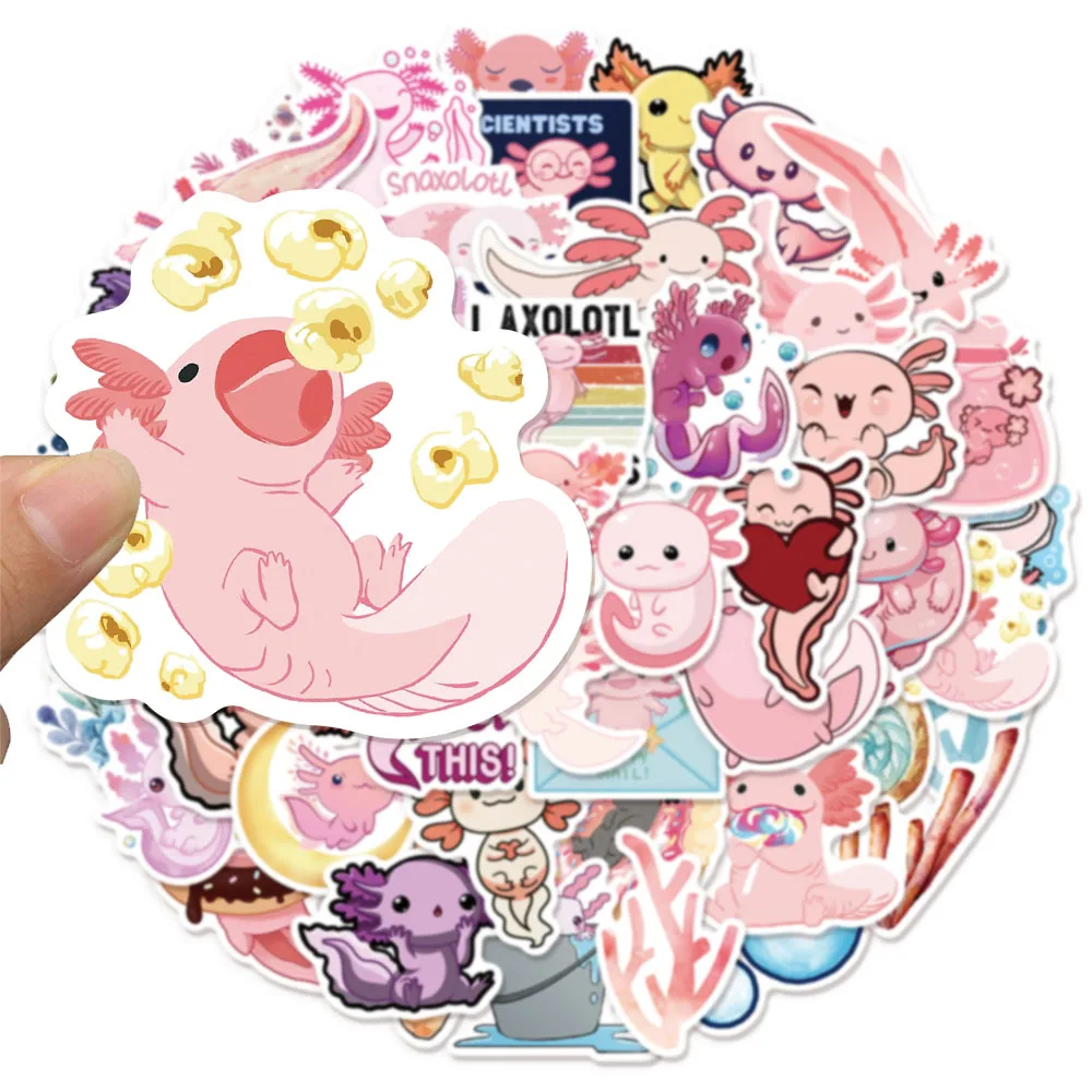 50 Buah Stiker Axolotl 2 Stiker Grafiti Kreatif Lucu DIY Stiker Tahan Air untuk Koper, Skateboard, Gelas Air, Komputer