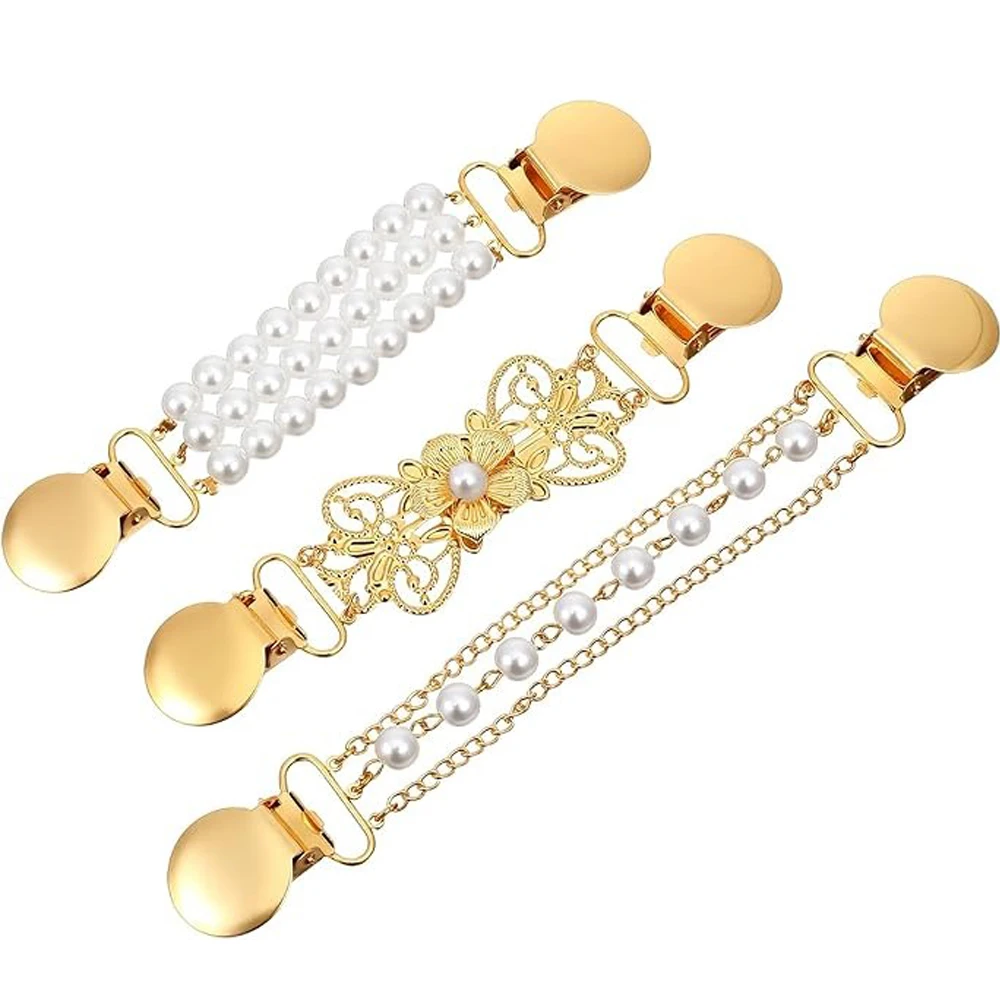 

1PC Gold Sweater Clips Vintage Cinch Clip Cardigan Shawl Dress Back Cinch Brooches Retro Style Shawl Pins for Women Clothing
