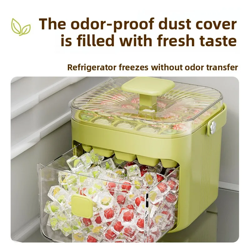 اضغط على صينية مكعبات الثلج ذات سعة كبيرة، صانع كرات الثلج للاستخدام المنزلي، صغير محمول للطعام