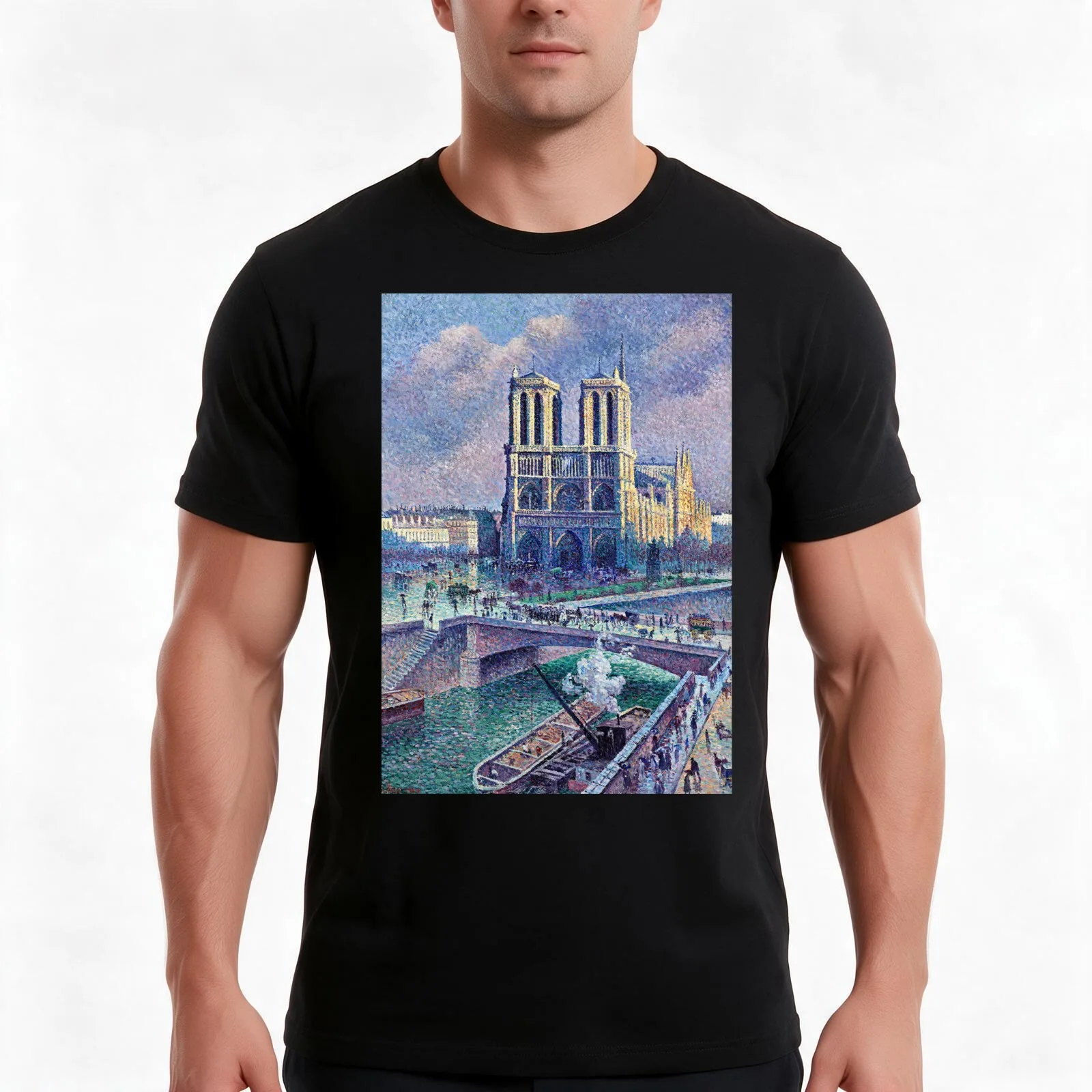 Maximilien Luce - Notre-Dame de Paris T-Shirt Summer Casual Cotton Tee Oversized Streetwear Tops Vintage Graphic Print