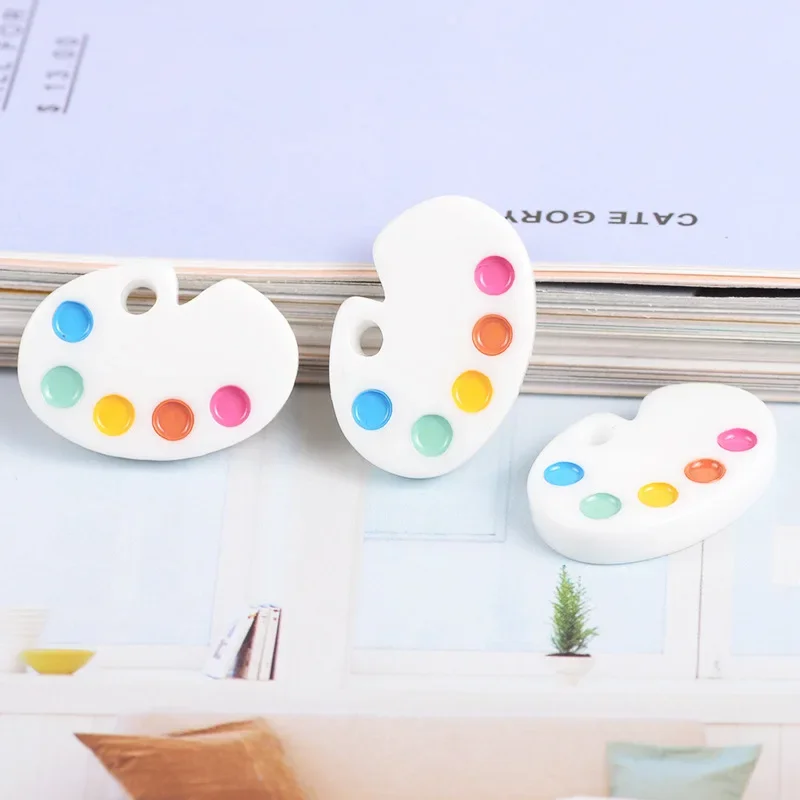 10 Pcs Cute Resin Simulation Palette Miniature Figure Art Flatback Cabochon DIY Dollhouse Craft Decoration