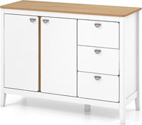 2-door kitchen cabinet with 3 drawers and adjustable shelves, storage furniture for kitchen, dining room and living room