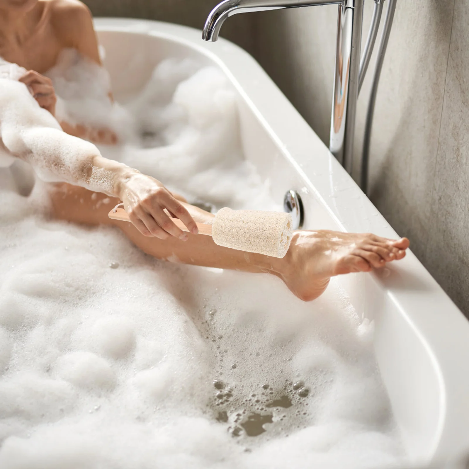 

Loofah Bath Sponge Brush Natural Wood Handle Exfoliating Body Scrubber For Home Shower Skin Cleaning Tool Long Handle Bathing