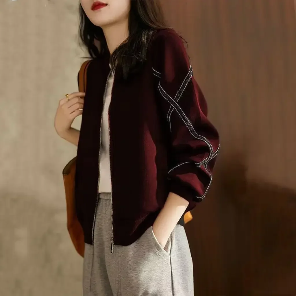 

Simple Luxury Green Jacket Stand Collar Women's Outerwear Cross Strip Fashionable Autumn Winter New Style Korean Loose Fit
