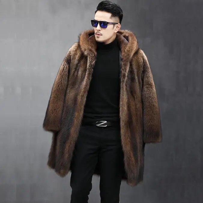 

Men's Clothing Fur Jackets Mid-length Faux Fur Coat High Quality Warm Design Thick Business Casual Outerwear New