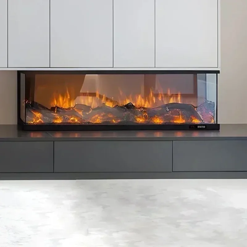 

47 Inch 1200mm Indoor Heating Electric Fireplace Inserts with 3 Side Glass Surround Build-in 6+3 Colors Multicolored Flame Stove