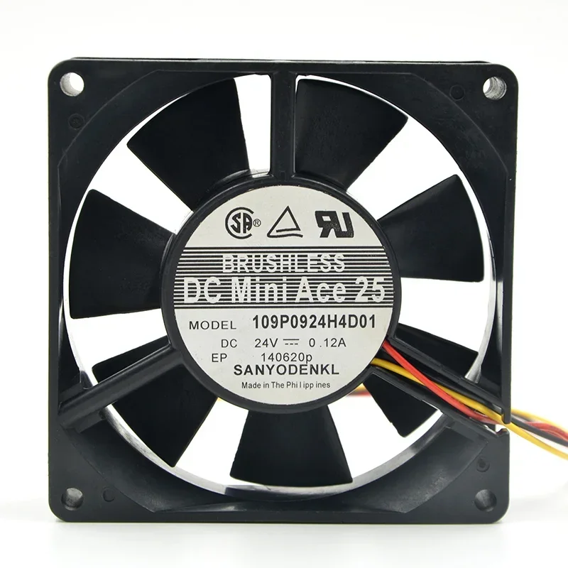 

Sanyo Denki 109P0924H4D01 DC 24V 0.12A 92x92x25mm 3-Wire Cooling Fan