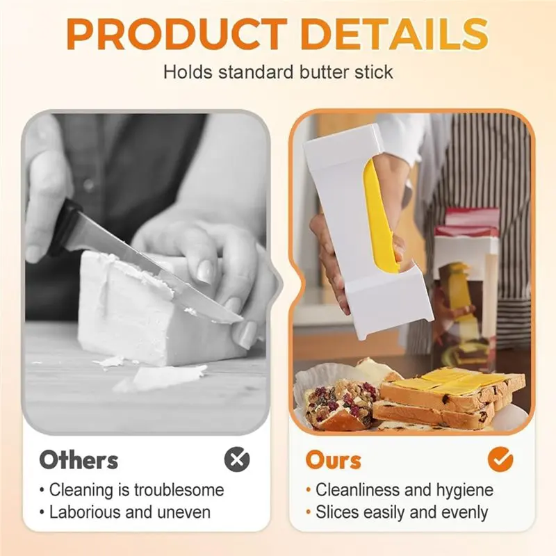ABLK One-Click Butter Cutter, Single-Stick Dispenser Featuring Stainless Steel Blade And Storage Case