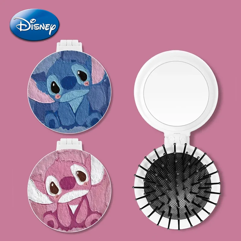 

Disney Stitch Mini Air Cushion Comb Mirror Mickey Lotso Cute Anime Figure Portable Massage Hair Brush Hair Care Tool Accessories
