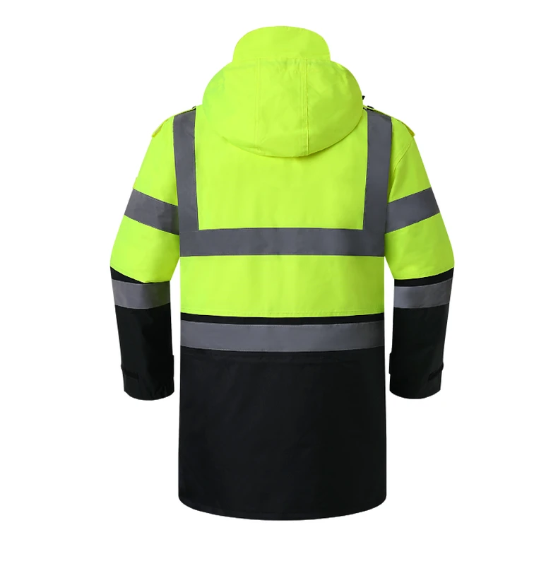 Safety Jacket Reflective Waterproof Windproof Coldproof Hi Vis 7 in 1 Parka Windbreaker Workwear with Detachable Cotton Linner