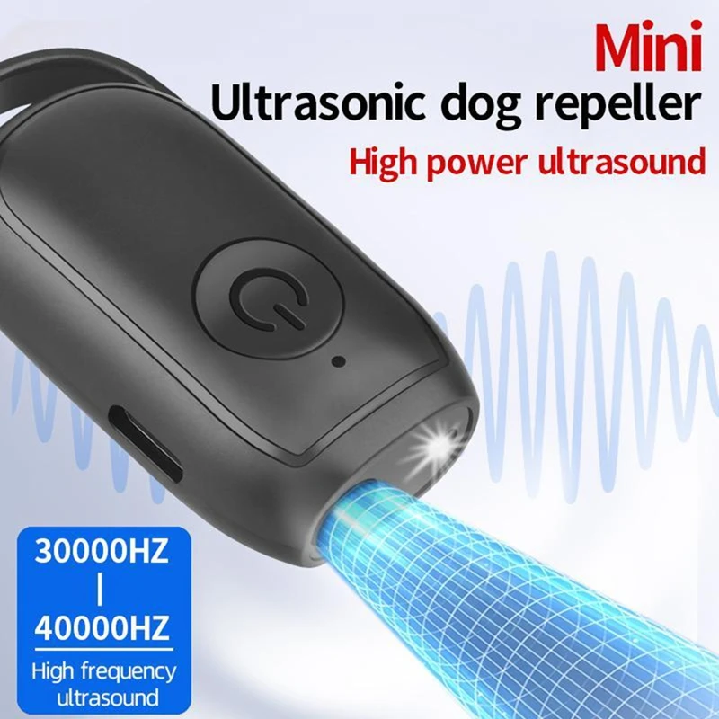 Ultrasonic Dog Repeller Long-Range Training Device USB Rechargeable With LED Light Outdoor Anti-Barking Protection Tool