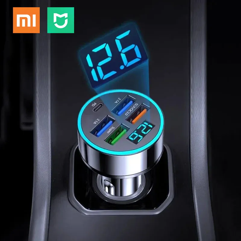 

Mijia 250W Digital Display Screen Car Charger 4 USB And 2/4 Type-C Fast Charging Car Mobile Phone Accessories for Xiaomi iPhone