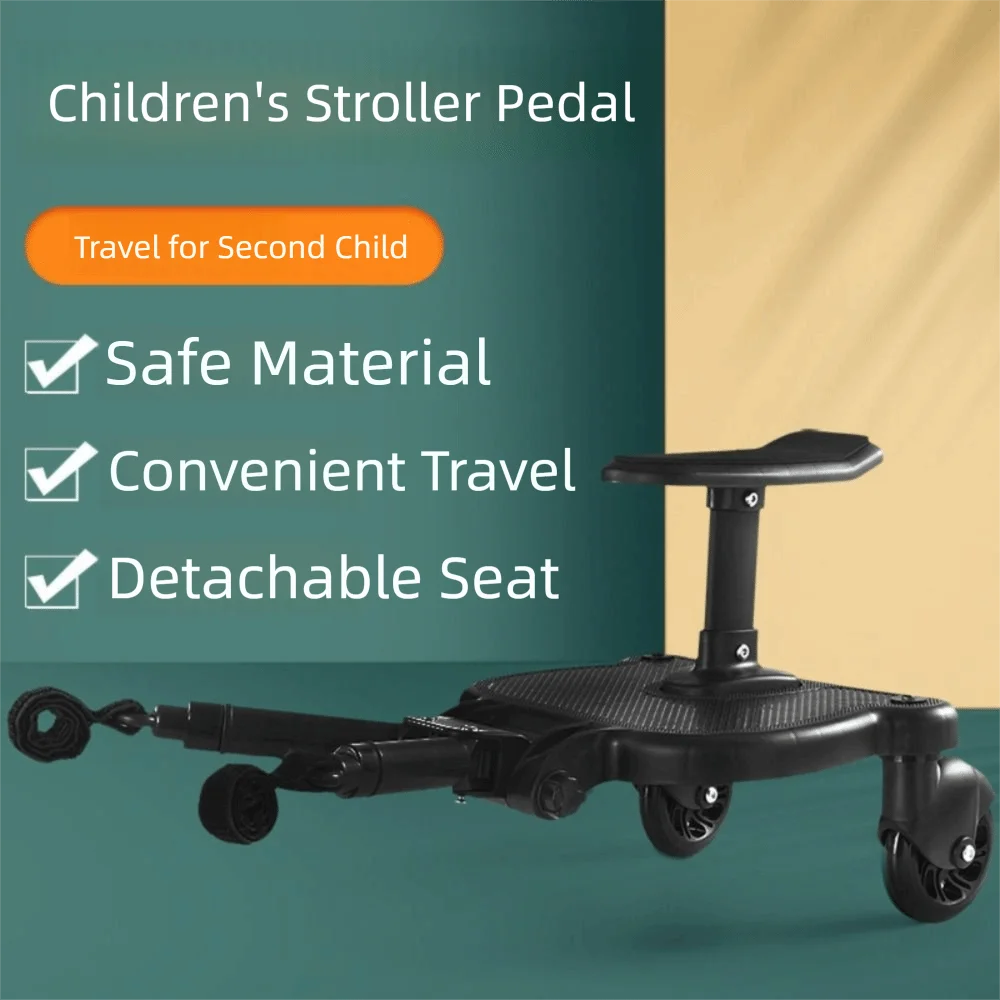 2 in 1 Sit and Stand Stroller Pedal Adapter Creative Holds 55lbs Stroller Standing Board with Detachable Seat Safe