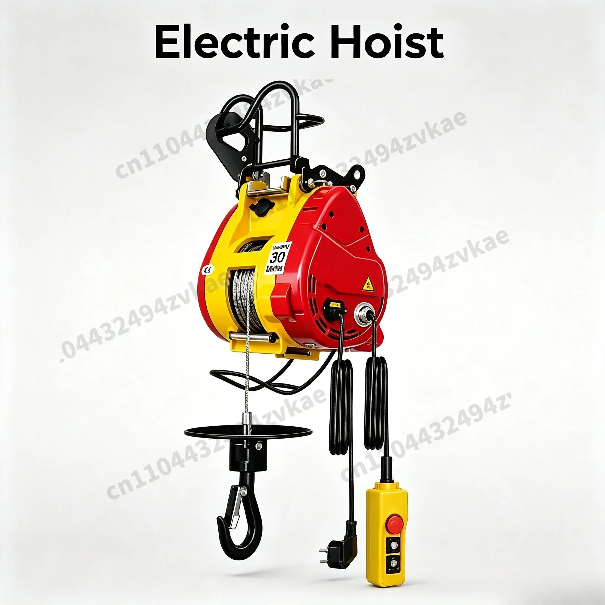 220V Household Mini Electric Hoist, Portable Remote Control Micro Electric Winch Small Lifting Crane
