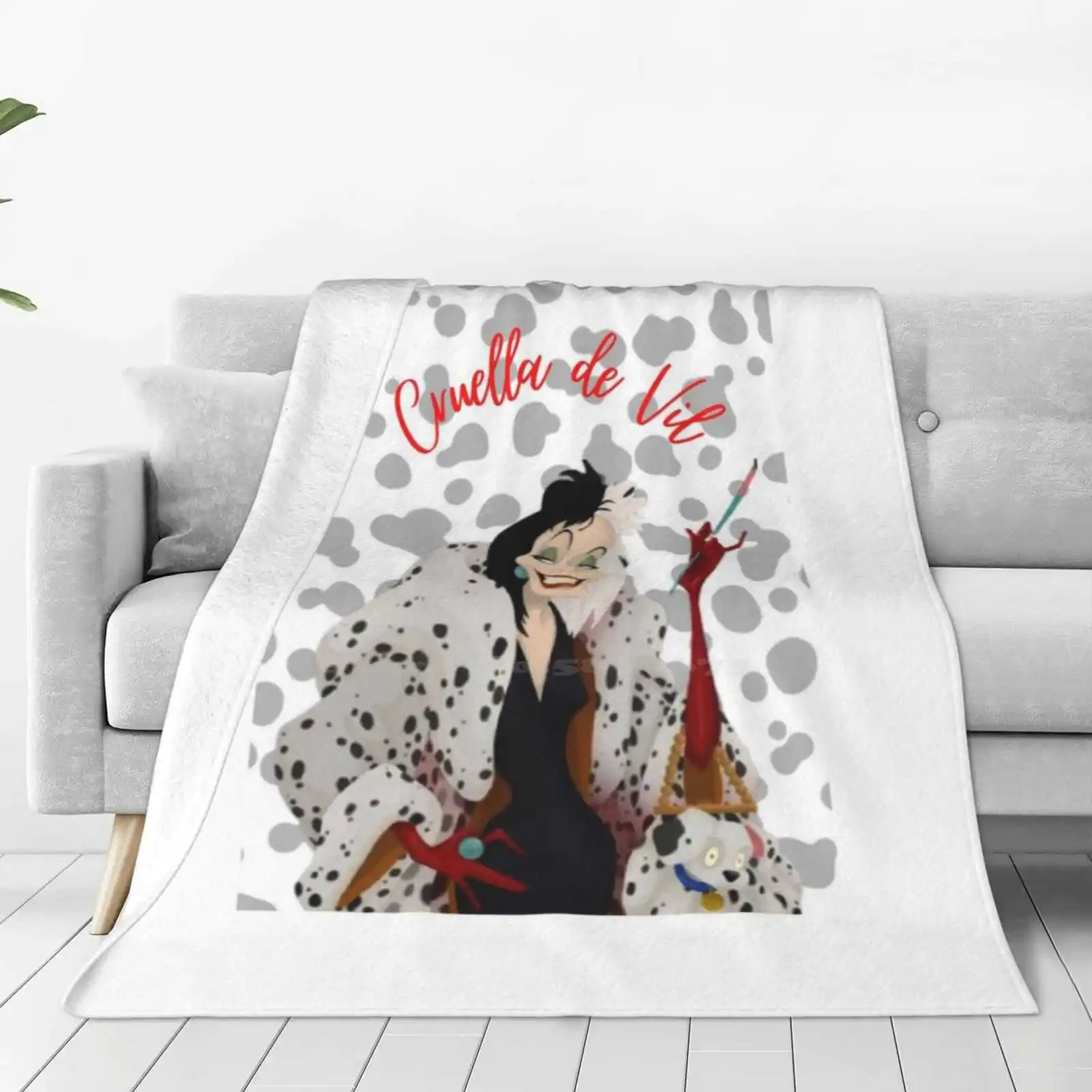 Cruella De Vil Dalmata Sticker Latest Super Soft Warm Light Thin Blanket Vile Cruella Villain Dogs Dalmatian Coat 101 Dalmatians