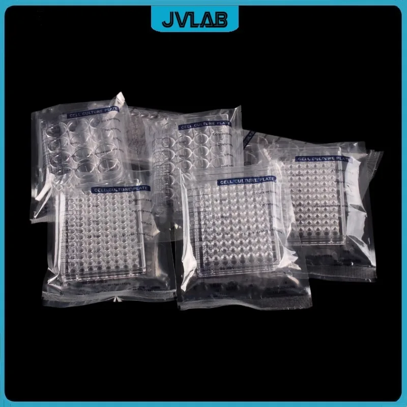 Disposable Cell Culture Plate 48 Wells With Cover PlasticMicroplate Compartments Bacterial Culture Plate Sterile Package 5 Pcs