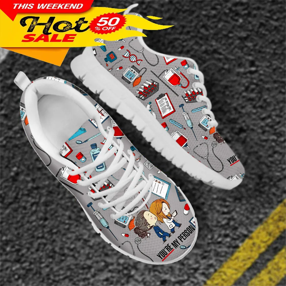 Grey's Anatomy You're My Person Brand Desing Women Mesh Sneakers Casual Mesh Medical Nurse Shoes Flats Zapatos Mujer