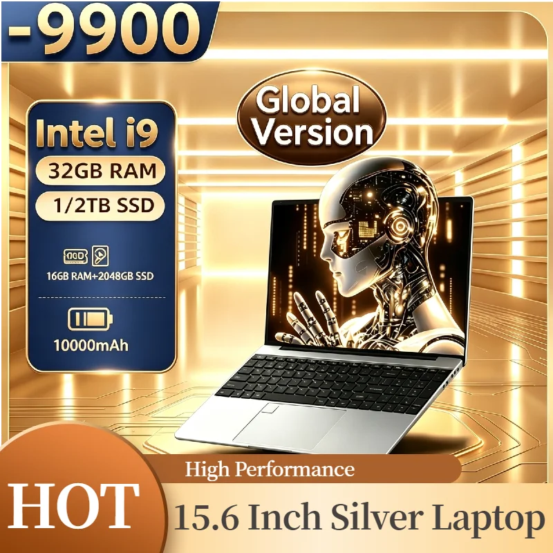 High Performance Portable Gaming Laptop 15.6‑Inch Intel Core i9‑9900 32GB RAM Fingerprint Unlock Notebook PC for Gamers
