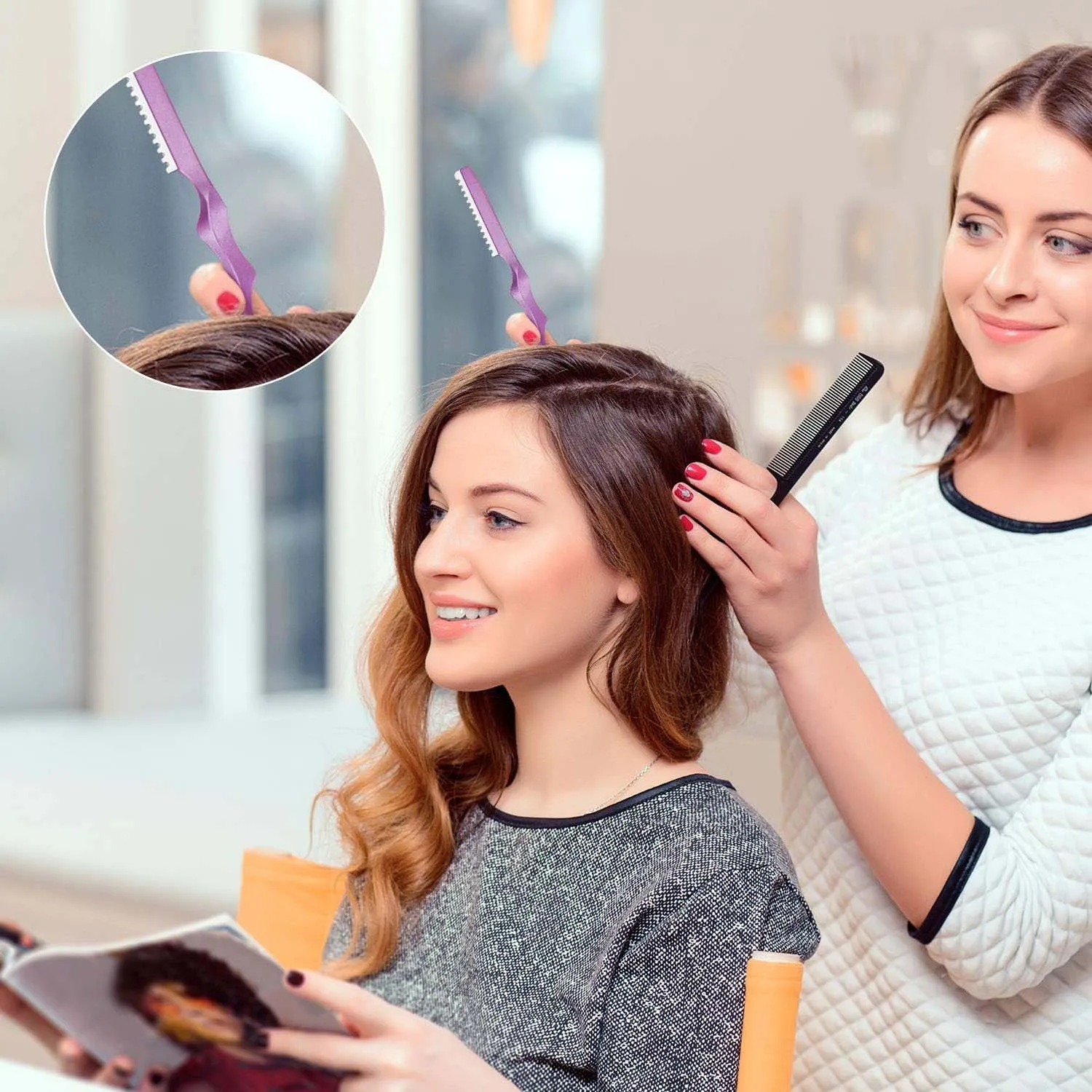 Thinning Razor Safe Salon Hairdressing Scissors Razor Shear Hair Cutter Rotary Barber Hair Cutting Knife Razors 5/10 1Blade