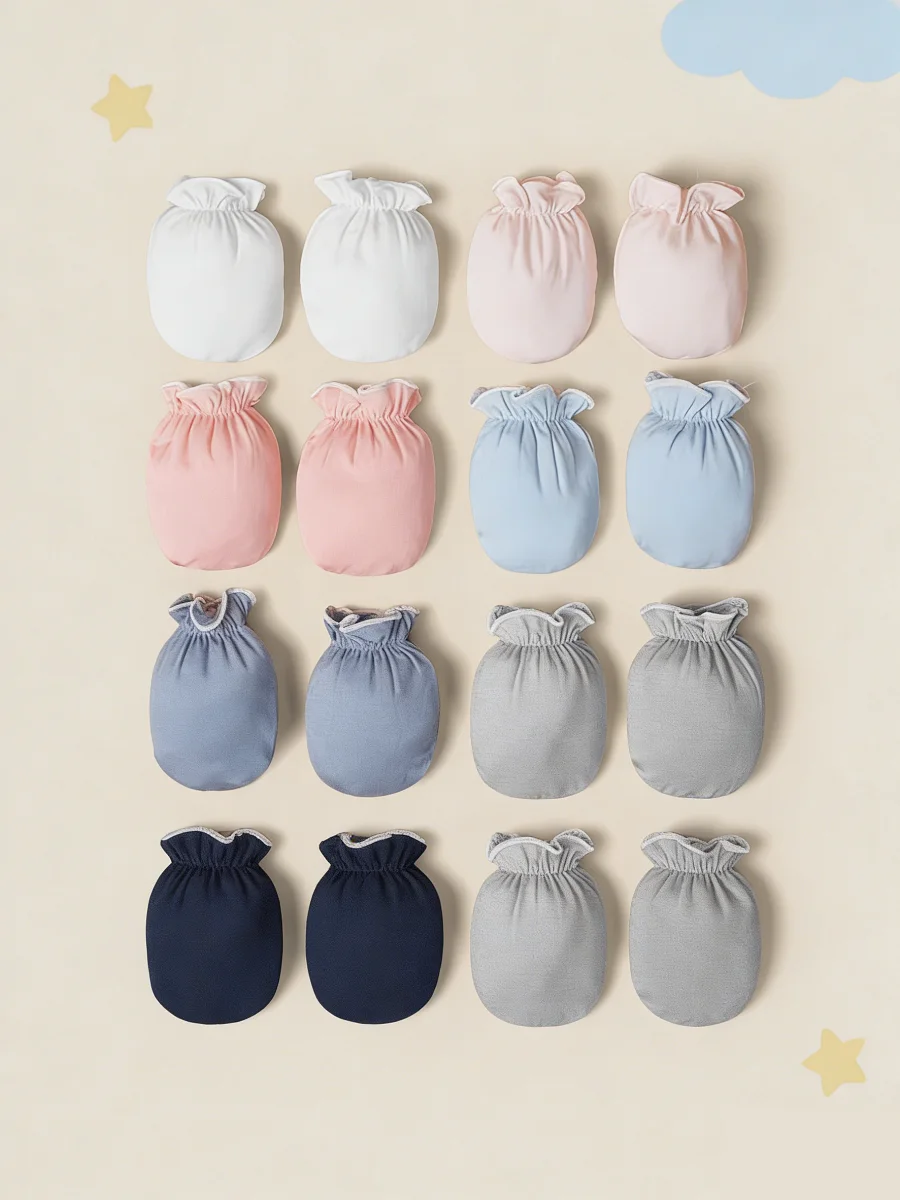 

3 пары детских однотонных перчаток разного цвета