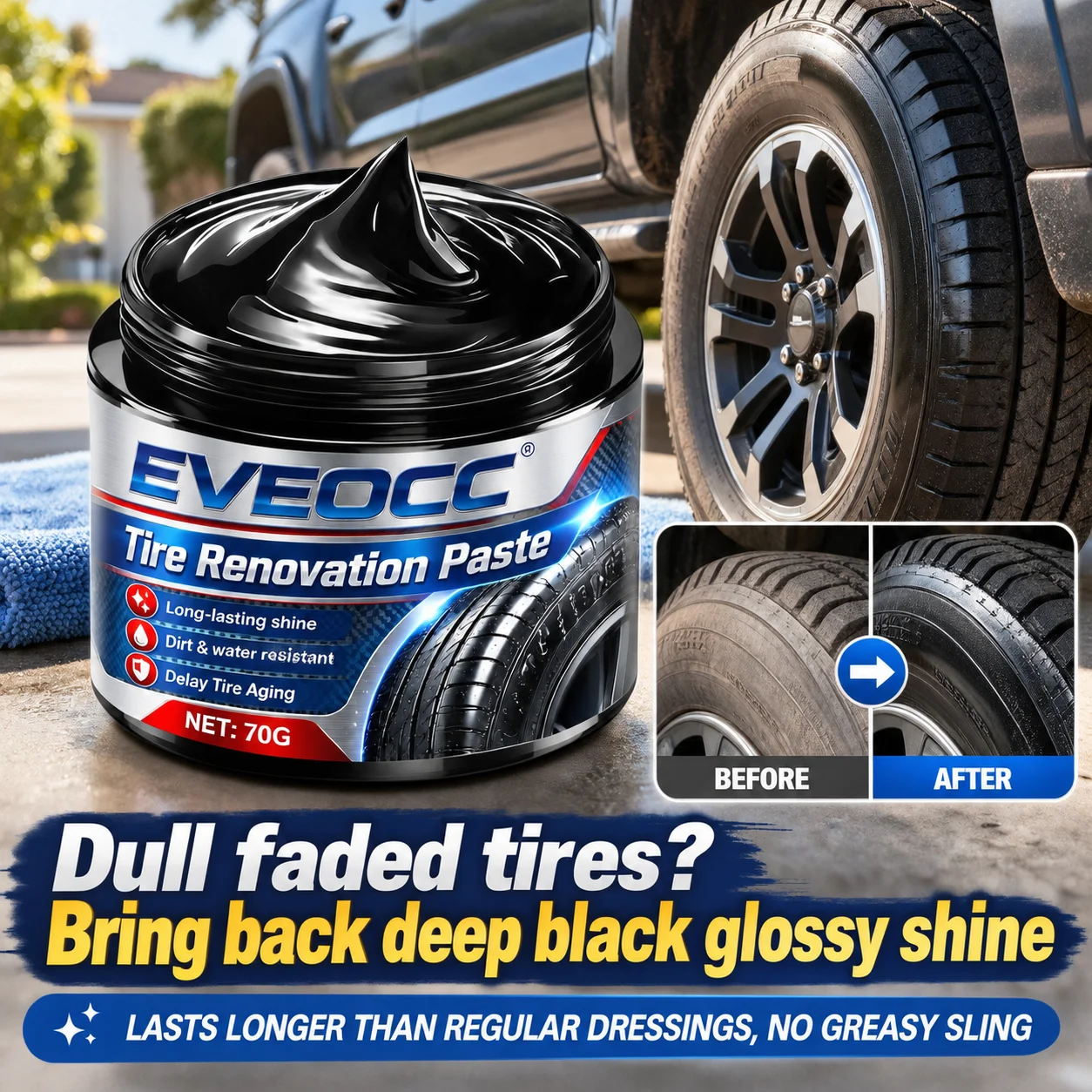 Auto Tire Renovation Paste Waterproof Anti-Aging Tire Shine Paste Car Tyre Surface Refurbishment Maintenance