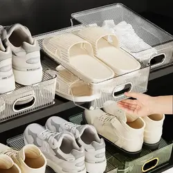 Transparent Shoe Storage Rack Home Living Room Shoe Cabinet Slippers Sneakers High Heels Double Layer Shoe Holder Organizer