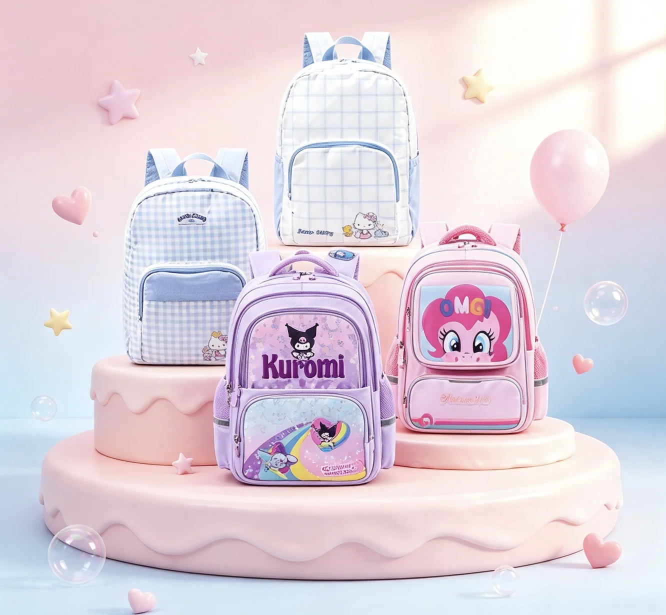 Cute Cartoon Ergonomic Daily Rucksack Large‑Capacity Lightweight Japanese Aesthetic Casual Shoulder Backpack For Outdoor Commute