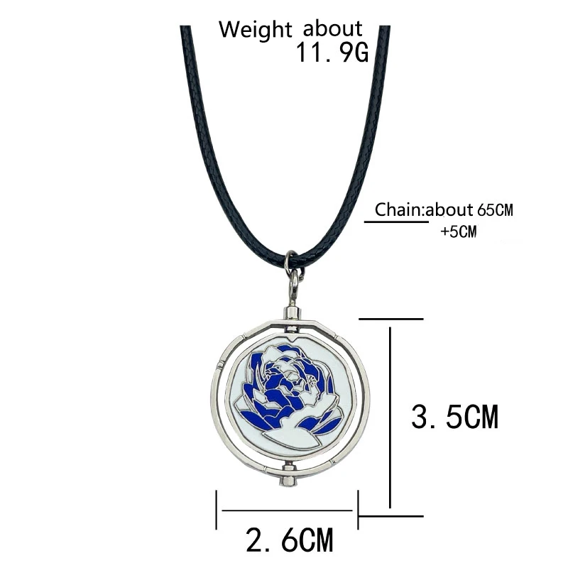 Game Jinx Blue Rose Rotatable Necklace Anime Game Arcane Season 2 Backpack Pendants Metal Fashion Jewerly Fans Collections