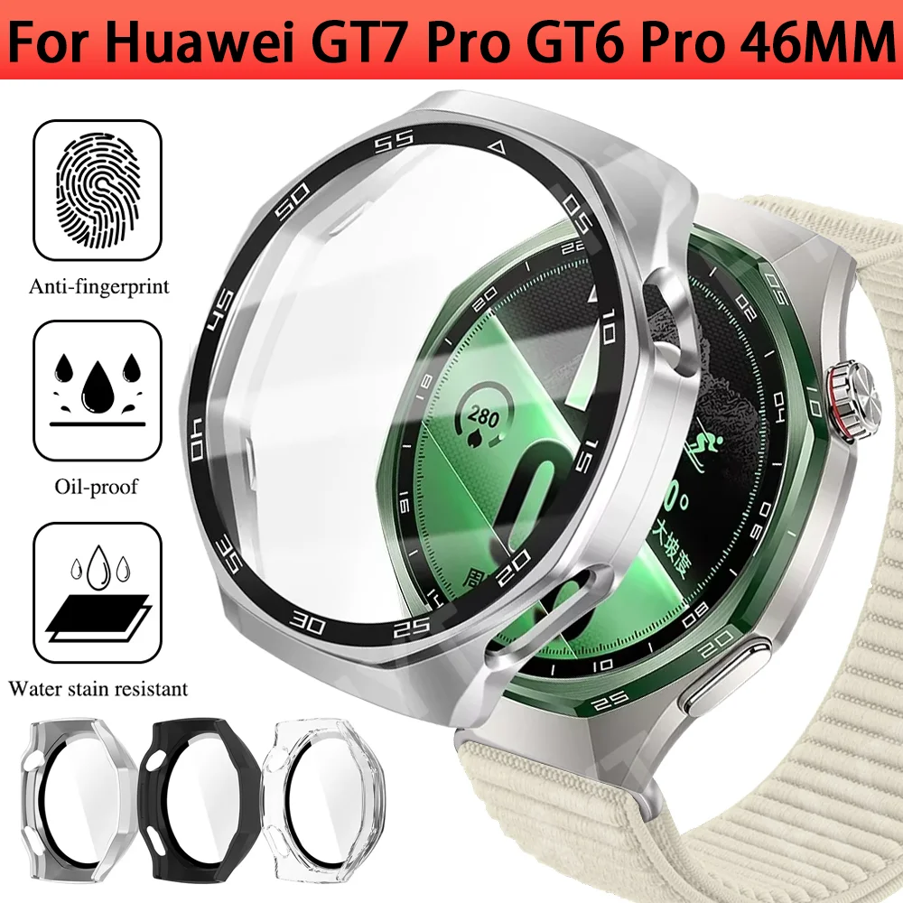 PC Case For Huawei Watch GT7/6 41 46mm Shockproof 360 Full Coverage Hard Shell Tempered Glass For Huawei Watch GT7 GT6 Pro 46mm